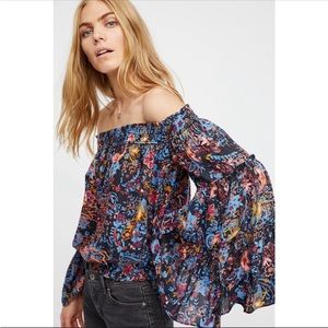NWT Free People Free Spirit Floral Off The Shoulder Top